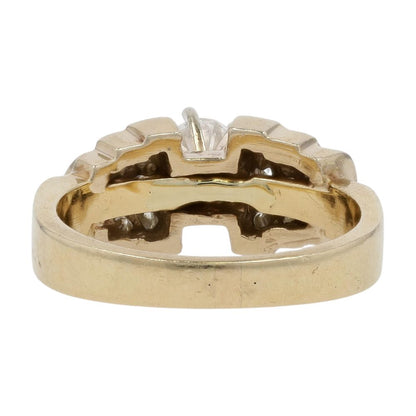 1 Ct 14K Gold Round Center Diamond Vintage Engagement Style Ring