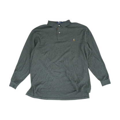 Charcoal Tall Solid Long Sleeve Polo
