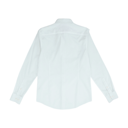 White Solid Long Sleeve Button Down