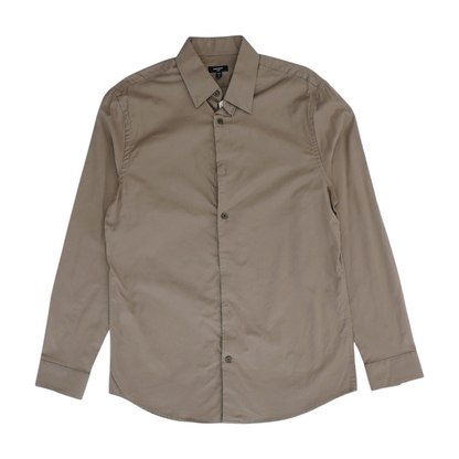 Brown Solid Long Sleeve Button Down