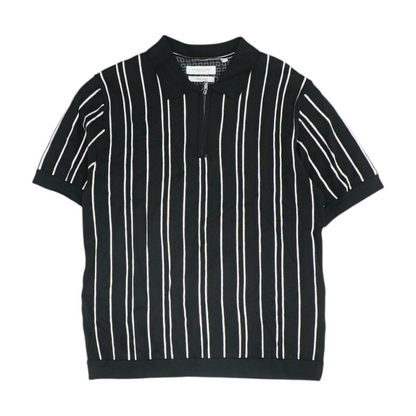 Black Striped 1/4 Zip Sweater