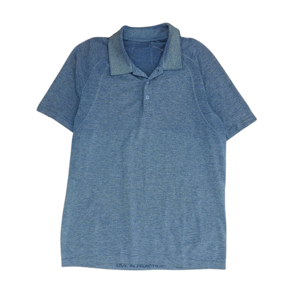Blue Solid Short Sleeve Polo