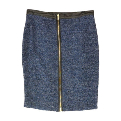 Blue Solid Midi Skirt