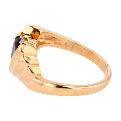 14K Gold Color Change Trillion Cut Center Stone With Diamond Accent Ring