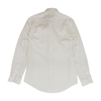 White Solid Long Sleeve Button Down