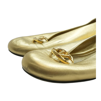 VLogo Signature Ballerina in Gold Laminated Nappa Leather