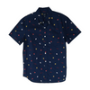 Navy Graphic Short Sleeve Button Down