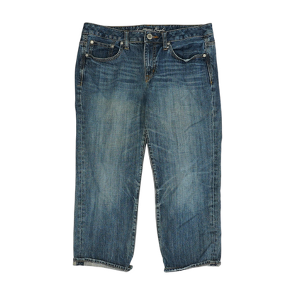 Navy Solid Denim Capris