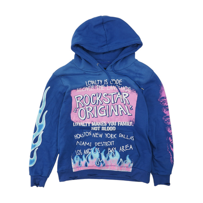 Blue Solid Hoodie Pullover