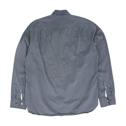Blue Solid Long Sleeve Button Down