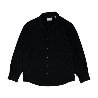 Black Solid Long Sleeve Button Down