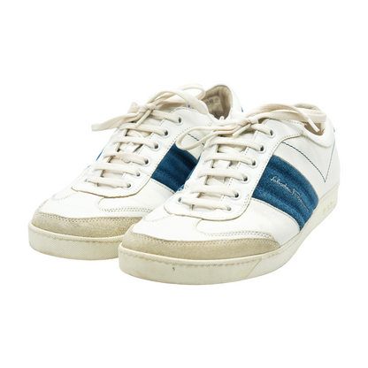 Low Top Sneaker with Signature Blue Suede and White Leather