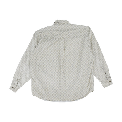 Beige Graphic Long Sleeve Button Down