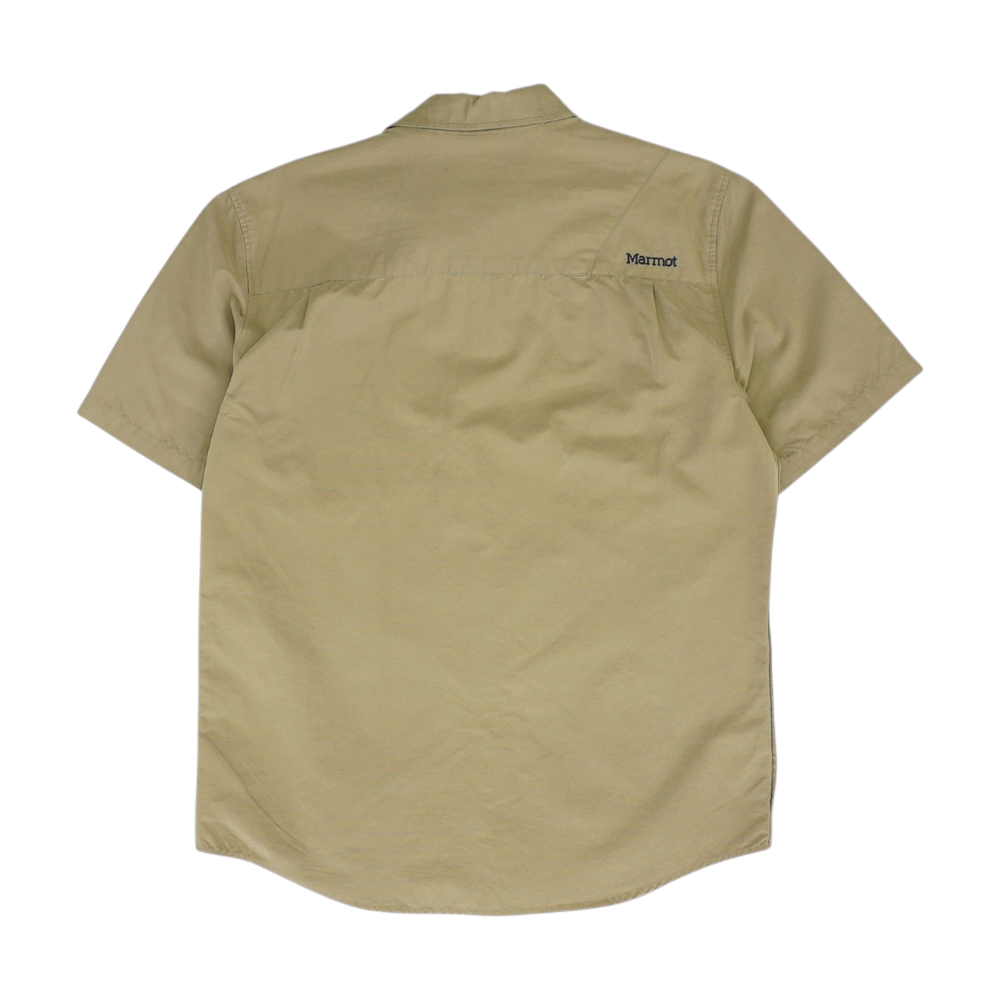 Brown Solid Short Sleeve Button Down