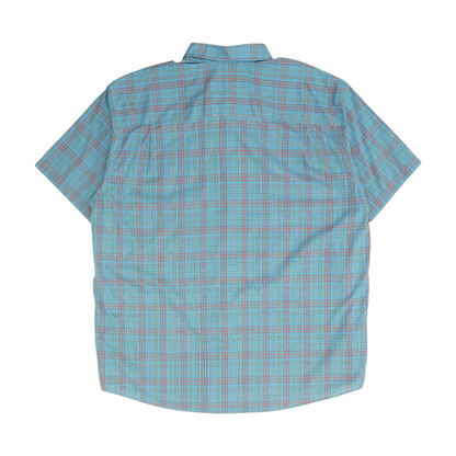 Blue Big & Tall Plaid Short Sleeve Button Down