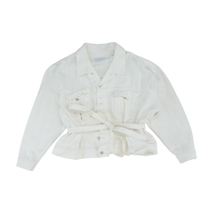 Ivory Solid Denim Jacket