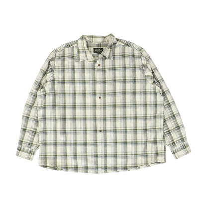 Beige Plaid Flannel Button Down