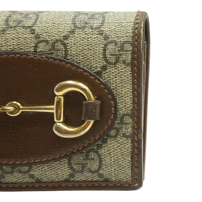 Beige and Dark Brown New GG Monogram Coated Canvas Horsebit 1955 Small Wallet