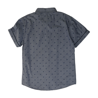 Blue Print Short Sleeve Button Down