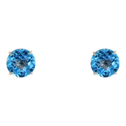 14K Yellow Gold Topaz Stud Earrings
