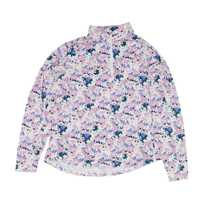 White Floral 1/4 Zip Pullover