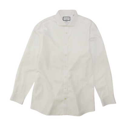 White Solid Long Sleeve Button Down