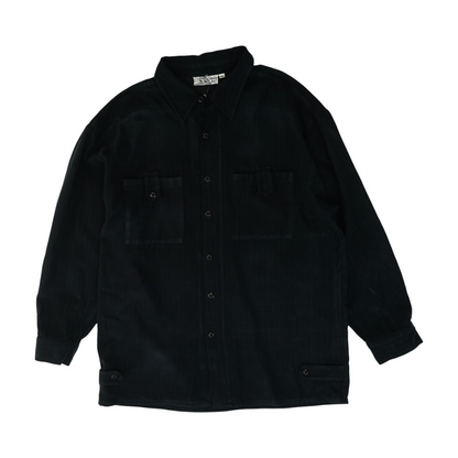 Black Solid Long Sleeve Button Down