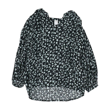 Black Floral Button Down