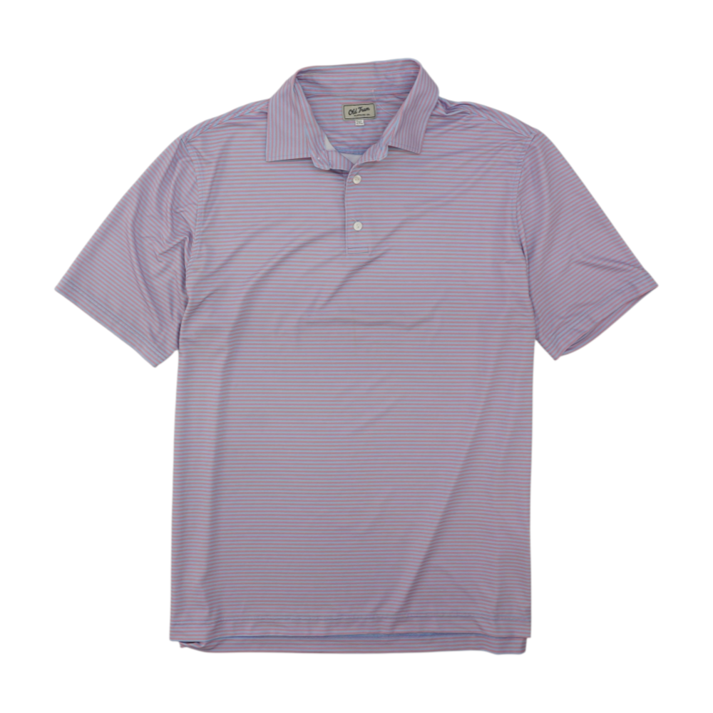 Blue Striped Short Sleeve Polo