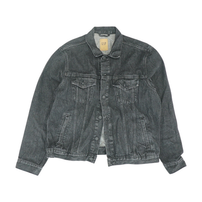 Black Solid Denim Jacket