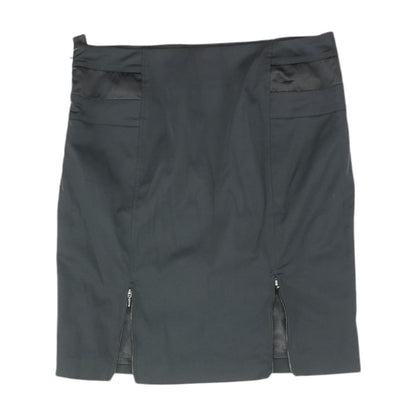 Black Solid Midi Skirt
