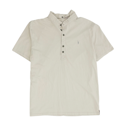 Beige Solid Henley T-Shirt
