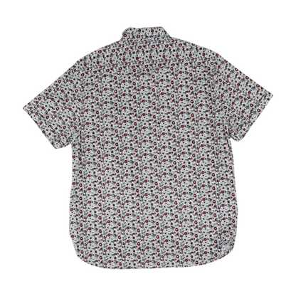 White Floral Short Sleeve Button Down