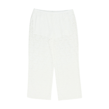 White Plus Floral Wide Leg Pants