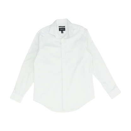 White Solid Long Sleeve Button Down