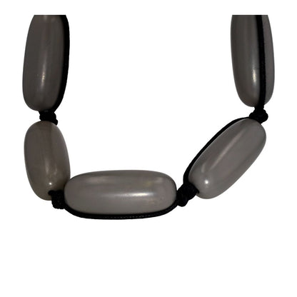 EM Original Gray Matte Resin Beads On Black Cord Necklace
