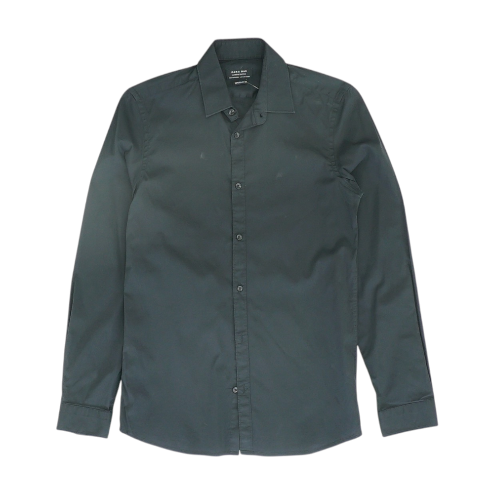 Black Solid Long Sleeve Button Down