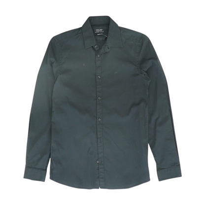 Black Solid Long Sleeve Button Down