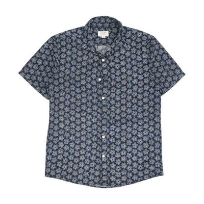 Navy Floral Short Sleeve Button Down