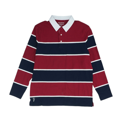 Red Striped Long Sleeve Polo