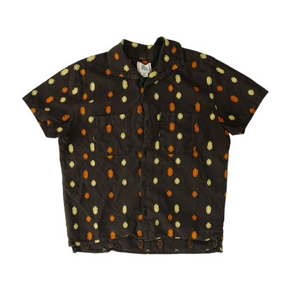 Brown Print Short Sleeve Button Down