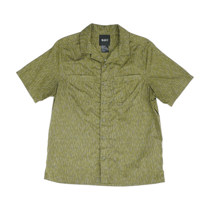 Green Print Short Sleeve Button Down