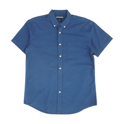 Navy Solid Short Sleeve Button Down