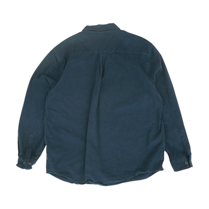 Navy Solid Flannel Button Down