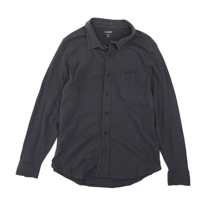 Gray Solid Flannel Button Down