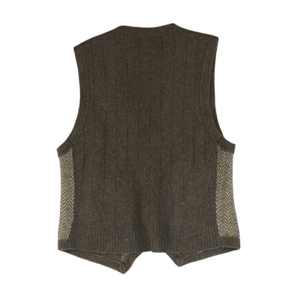 Brown Herringbone Vest Sweater