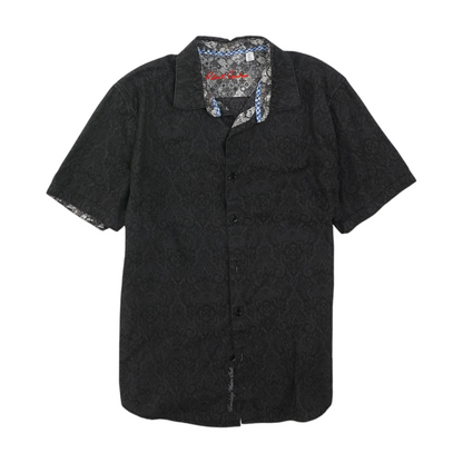 Charcoal Abstract Short Sleeve Button Down