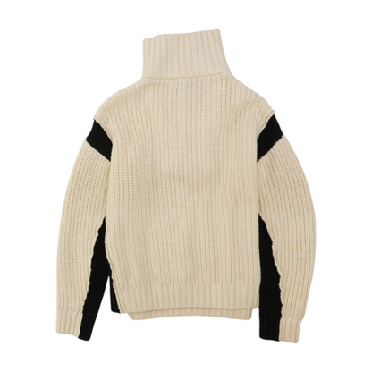 Cream Color Block 1/4 Zip Sweater