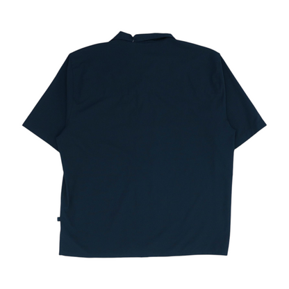 Black Solid Short Sleeve Button Down