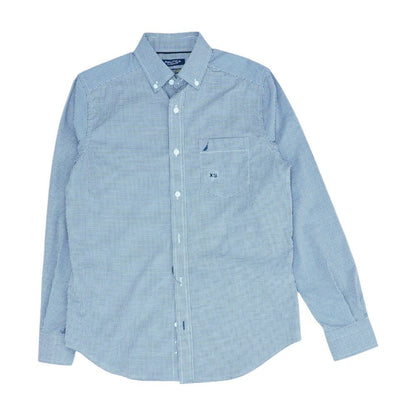 Navy Check Long Sleeve Button Down